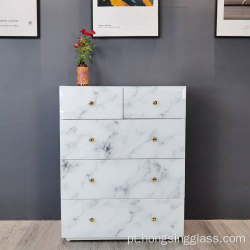 Gabinete MDF de vidro de mármore branco 5